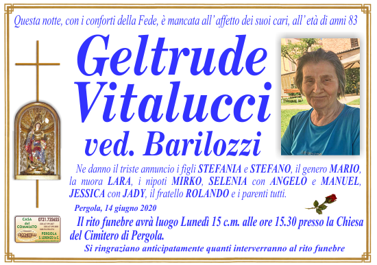 manifesto funebre di Vitalucci Geltrude