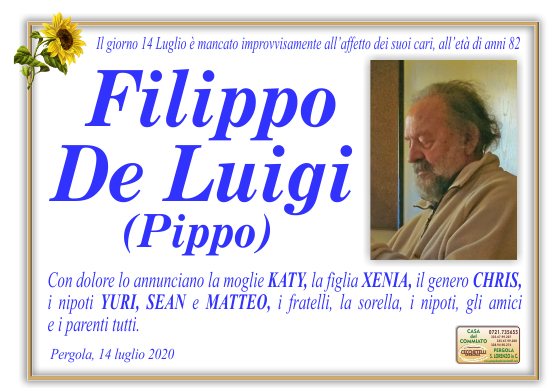 manifesto funebre di De Luigi Filippo