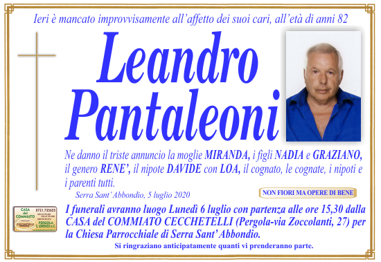 manifesto funebre di Pantaleoni Leandro