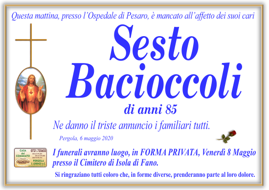 manifesto funebre di Bacioccoli Sesto