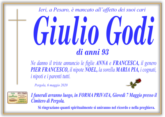 manifesto funebre di Godi Giulio