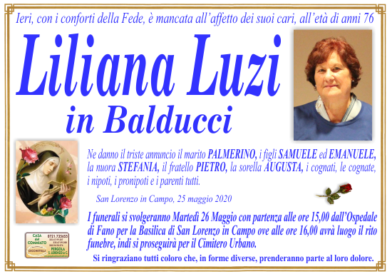 manifesto funebre di Luzi Liliana