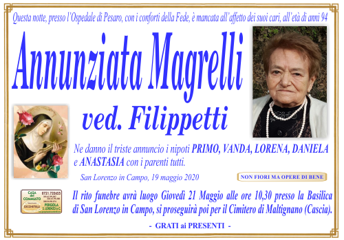 manifesto funebre di Magrelli Annunziata