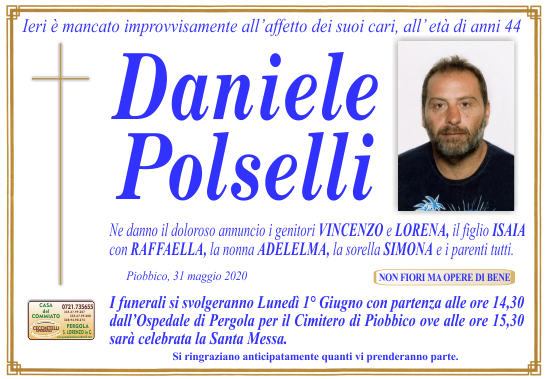 manifesto funebre di Polselli Daniele