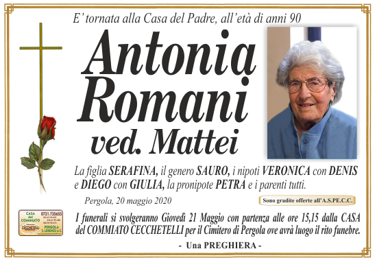 manifesto funebre di Romani Antonia