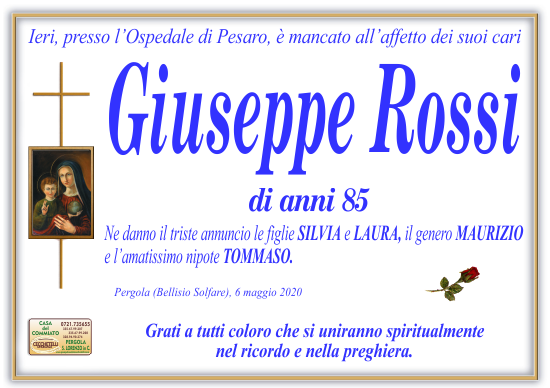 manifesto funebre di Rossi Giuseppe