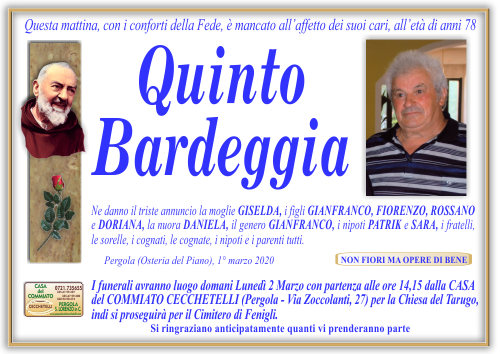 manifesto funebre di Bardeggia Quinto