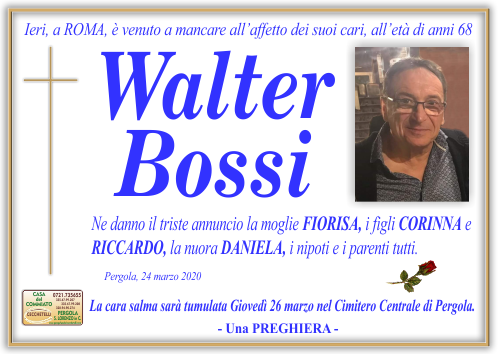 manifesto funebre di Bossi Walter