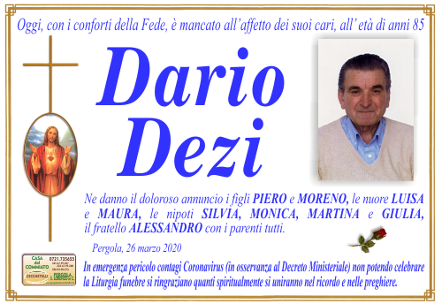 manifesto funebre di Dezi Dario