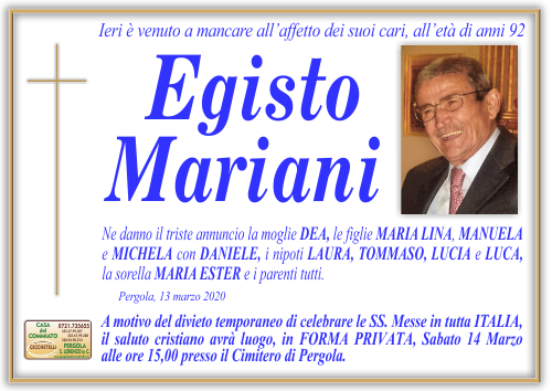 manifesto funebre di Mariani Egisto