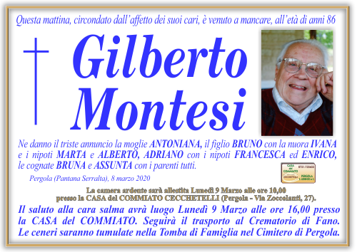 manifesto funebre di Montesi Gilberto