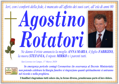 manifesto funebre di Rotatori Agostino
