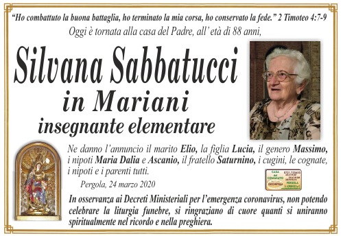 manifesto funebre di Sabbatucci Silvana