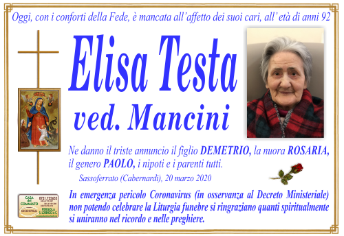 manifesto funebre di Testa Elisa