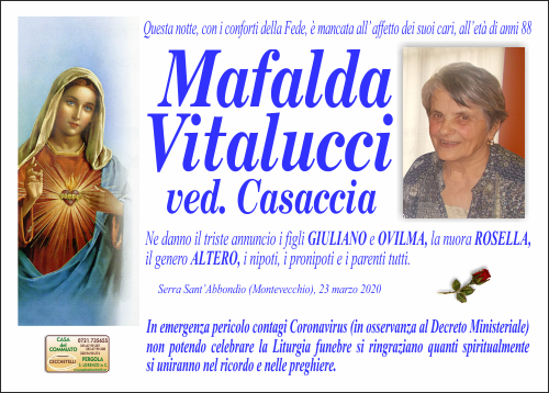 manifesto funebre di Vitalucci Mafalda