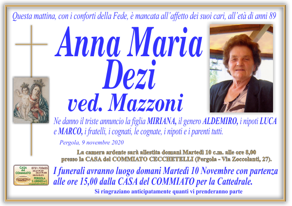 manifesto funebre di Dezi Anna Maria