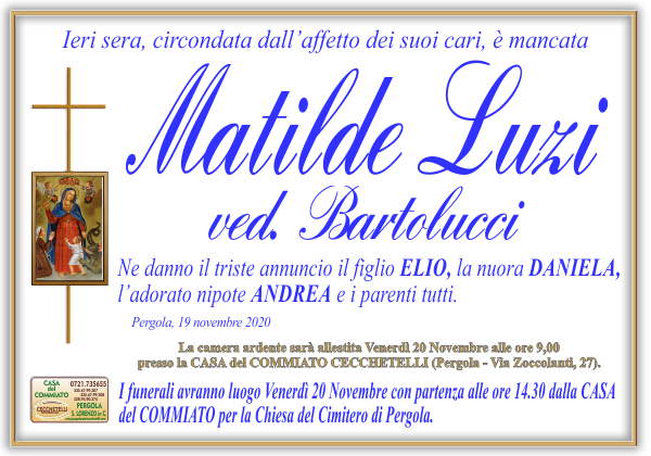 manifesto funebre di Luzi Matilde
