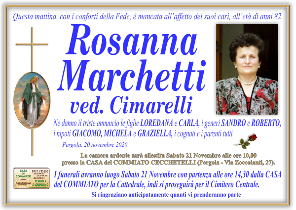 manifesto funebre di Marchetti Rosanna