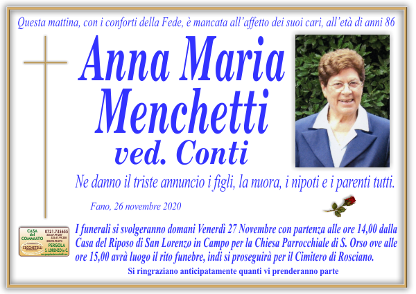 manifesto funebre di Menchetti Anna Maria