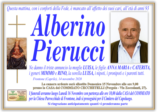 manifesto funebre di Pierucci Alberino
