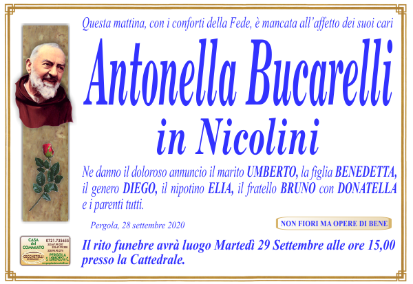 manifesto funebre di Bucarelli Antonella