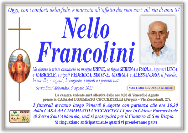 manifesto funebre di Francolini Nello