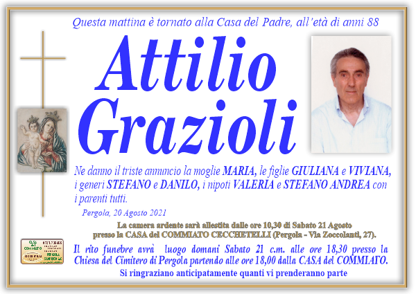 manifesto funebre di Grazioli Attilio