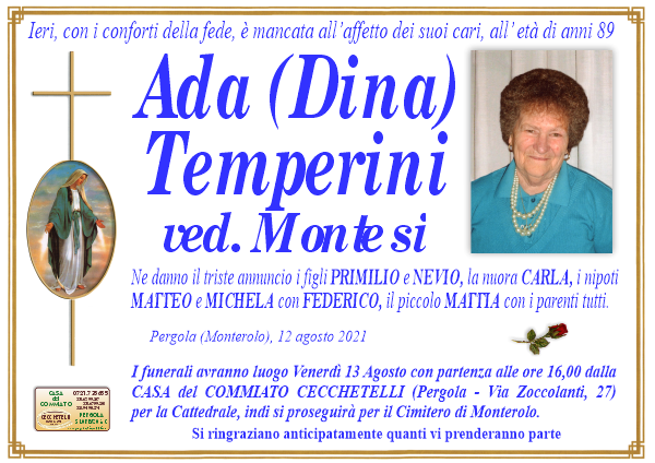 manifesto funebre di Temperini Ada