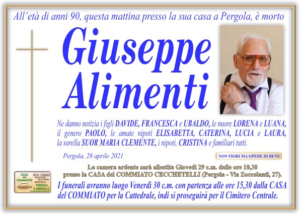 manifesto funebre di Alimenti Giuseppe
