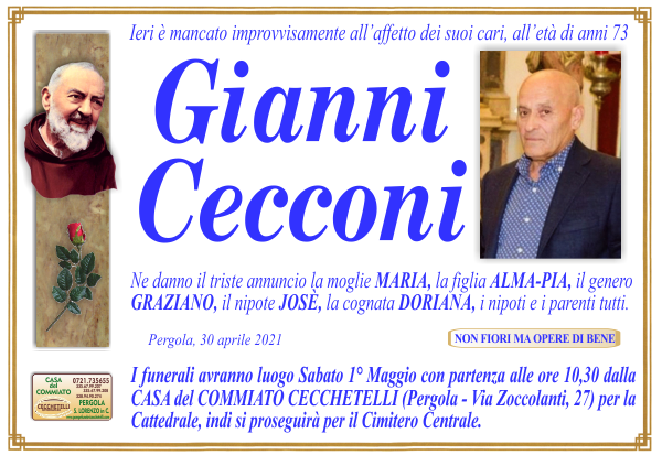 manifesto funebre di Cecconi Gianni