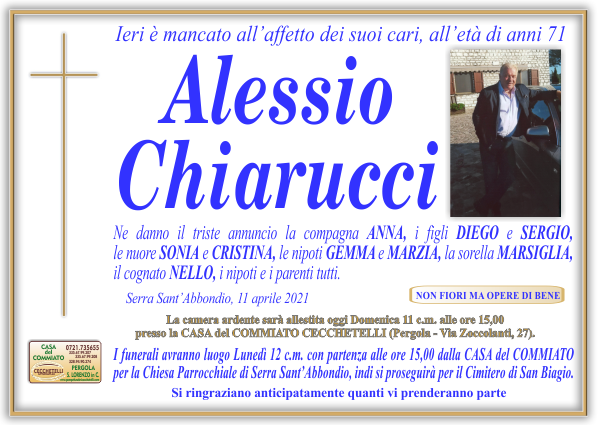 manifesto funebre di Chiarucci Alessio