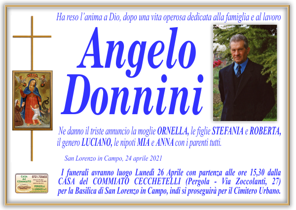 manifesto funebre di Donnini Angelo