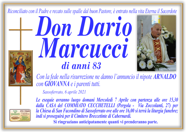 manifesto funebre di Marcucci Dario