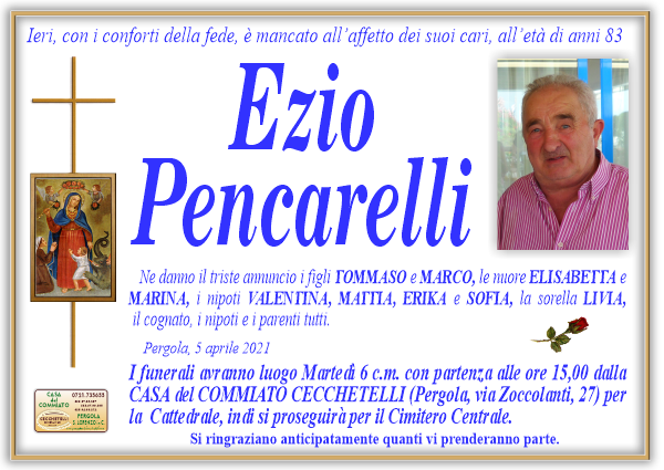 manifesto funebre di Pencarelli Ezio