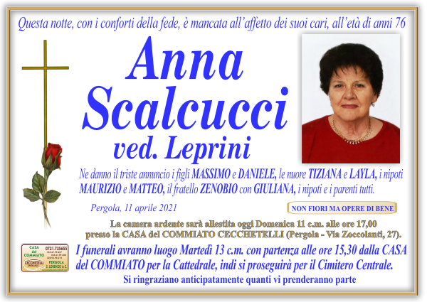 manifesto funebre di Scalcucci Anna