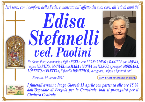 manifesto funebre di Stefanelli Edisa