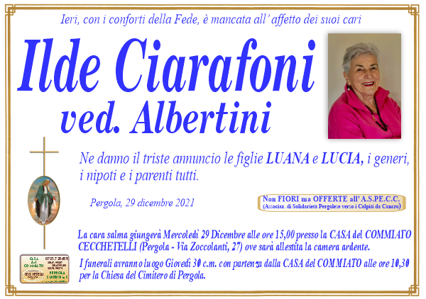 manifesto funebre di Ciarafoni Ilde