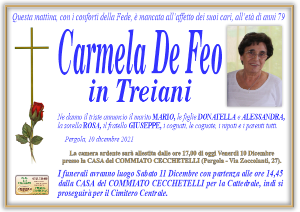 manifesto funebre di De Feo Carmela