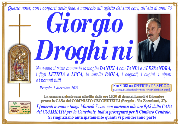 manifesto funebre di Droghini Giorgio