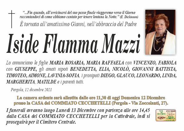 manifesto funebre di Flamma Iside