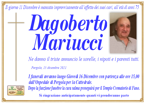 manifesto funebre di Mariucci Dagoberto
