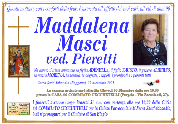 manifesto funebre di Masci Maddalena