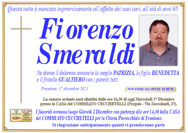 manifesto funebre di Smeraldi Fiorenzo
