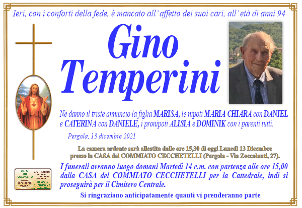 manifesto funebre di Temperini Gino