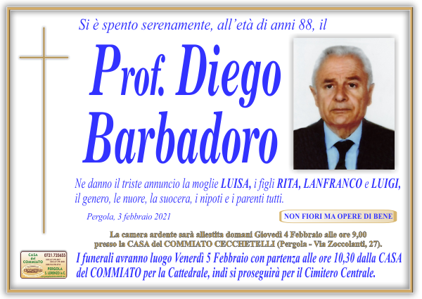 manifesto funebre di Barbadoro Diego
