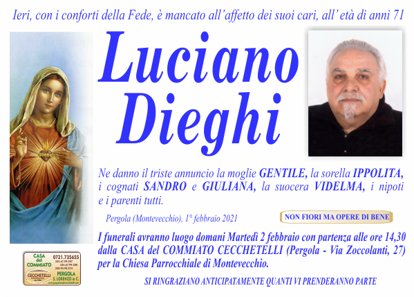 manifesto funebre di Dieghi Luciano