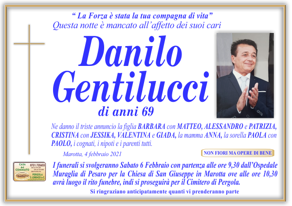 manifesto funebre di Gentilucci Danilo