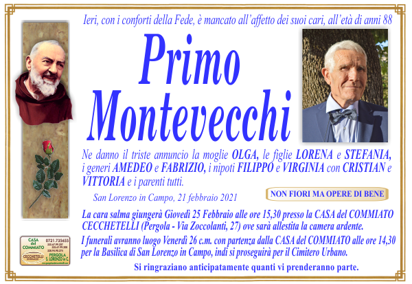 manifesto funebre di Montevecchi Primo
