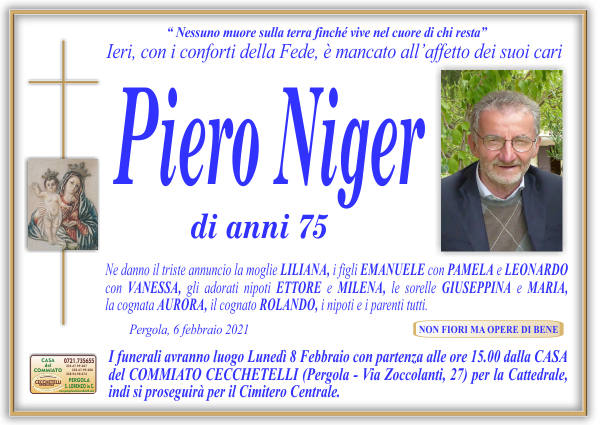 manifesto funebre di Niger Piero