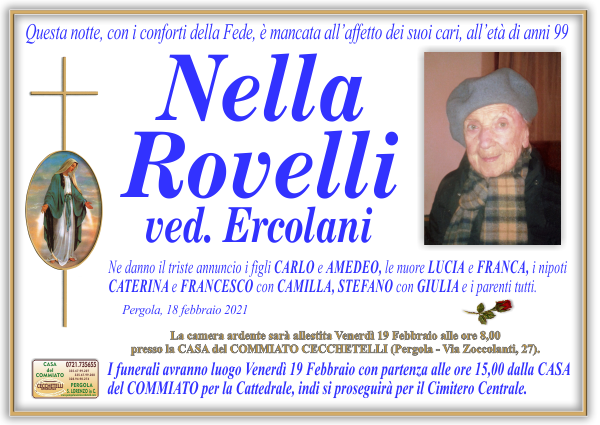 manifesto funebre di Rovelli Nella